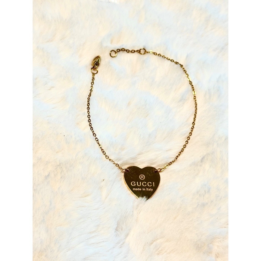 Italian Heart Charm Bracelet 14k Gold Tone Chain Italy Designer Jewelry‎ - Picture 6 of 9